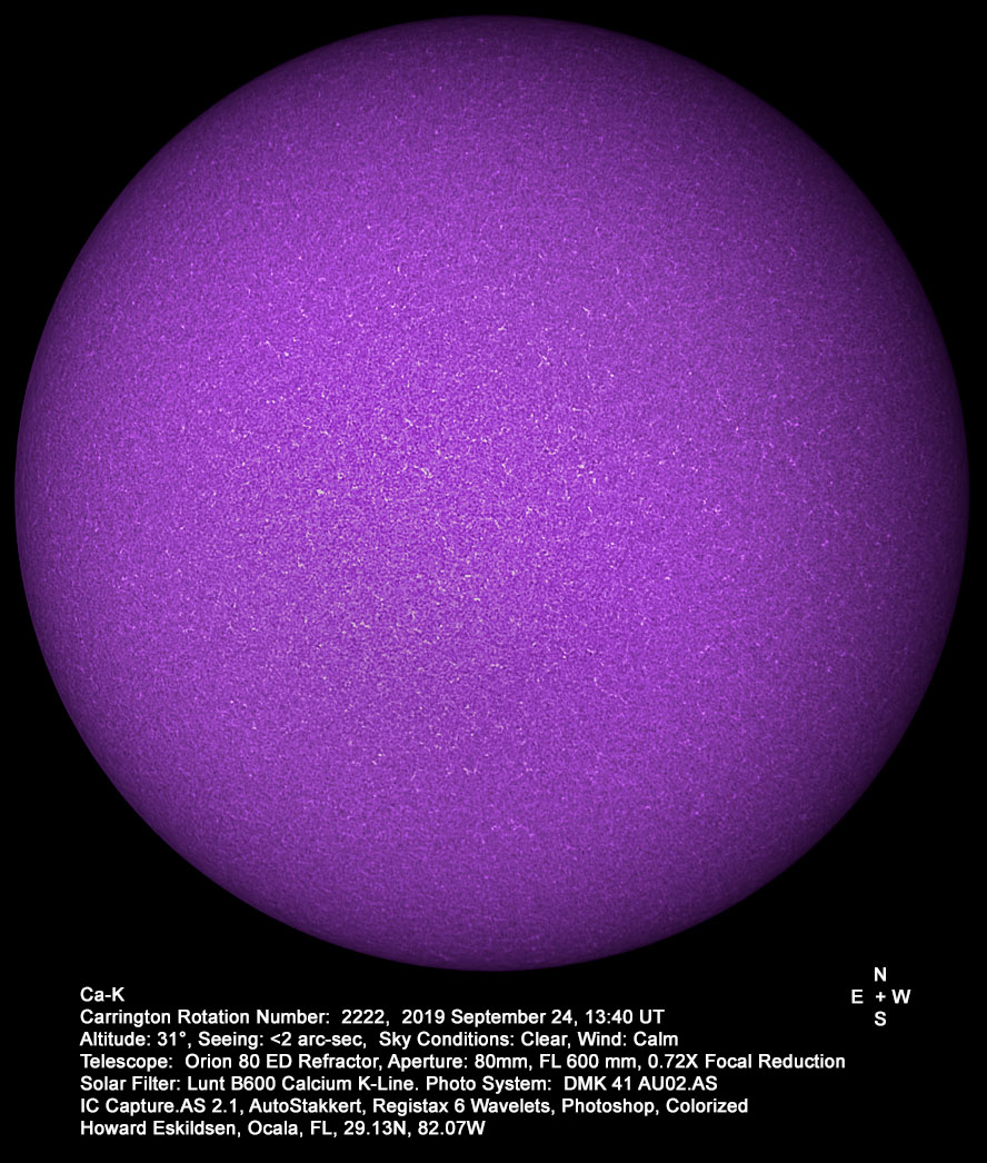 Imagen del Sol captada en la línea de emisión Calcio-K