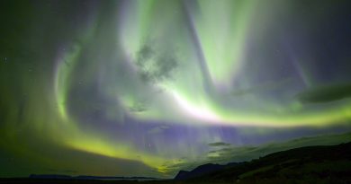 Auroras boreales fotografiadas desde Skaftafell, Islandia