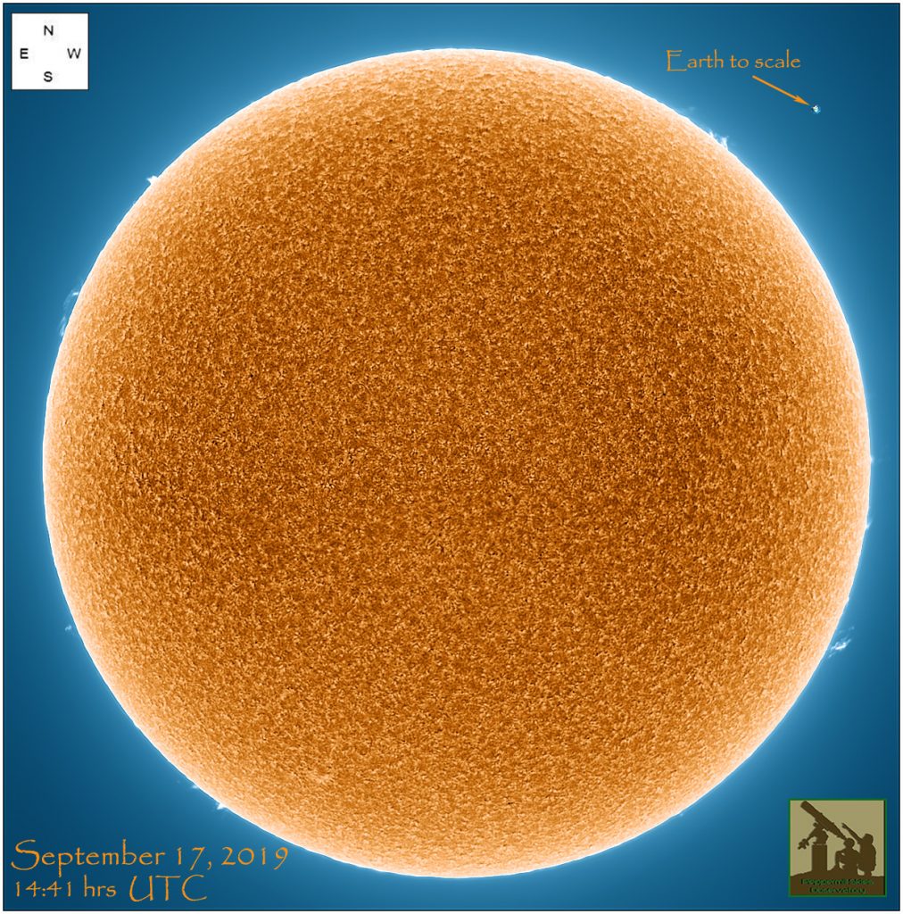 Imagen del Sol tomada en la línea de emisión H-alfa