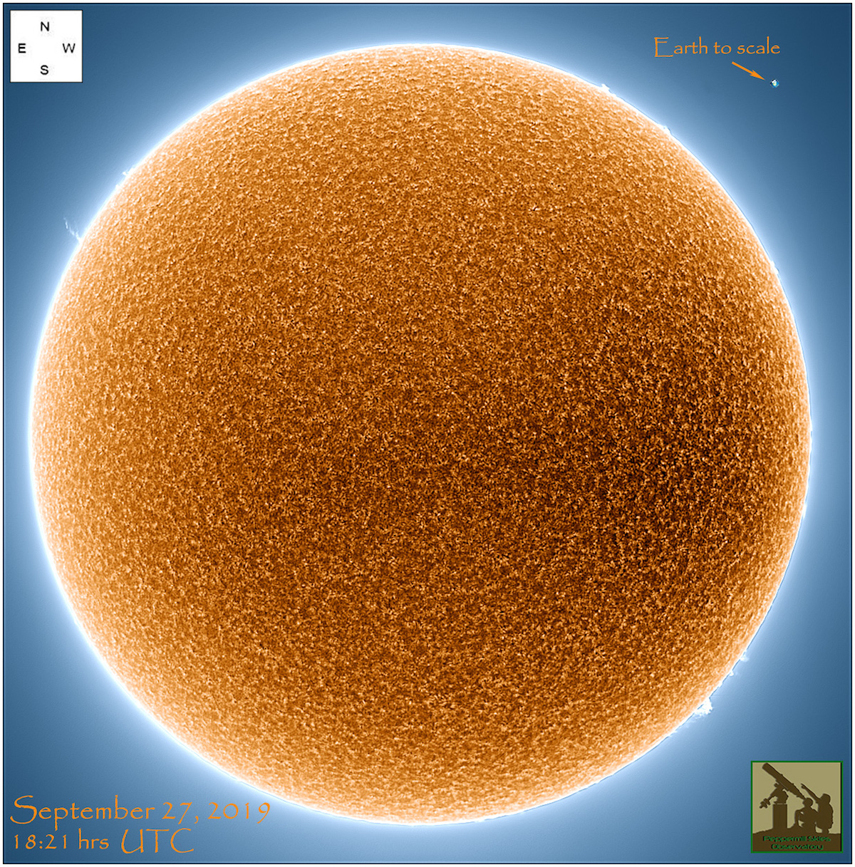 Imagen del Sol captada en la línea de emisión H-alfa