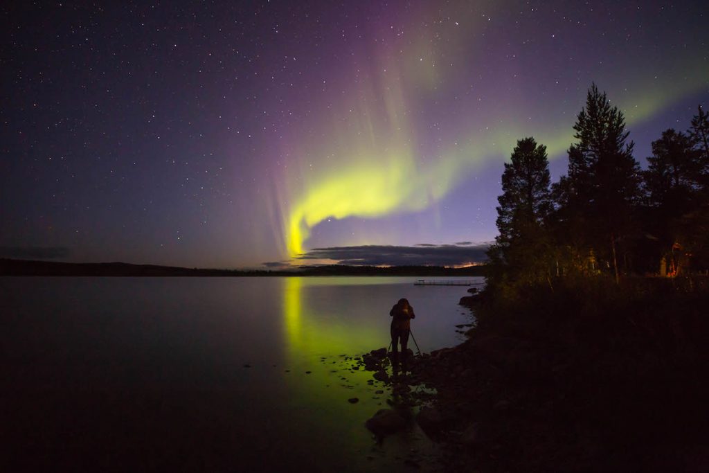 Auroras boreales captadas desde Menesjärvi, Finlandia