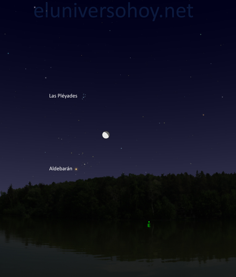 Esta noche se podrá ver la conjunción de la Luna, las Pléyades y Aldebarán