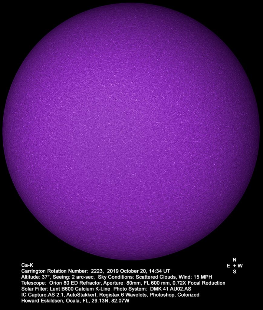 Imagen del Sol captada en la línea de emisión Calcio-K