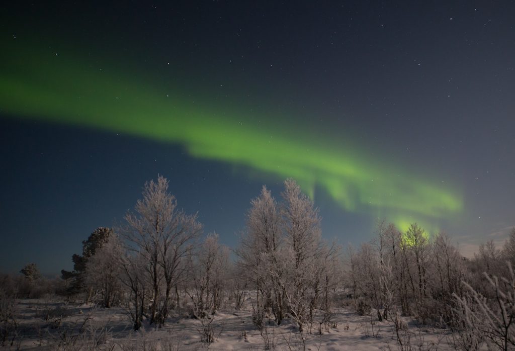 Auroras boreales fotografiadas desde Menesjärvi, Finlandia