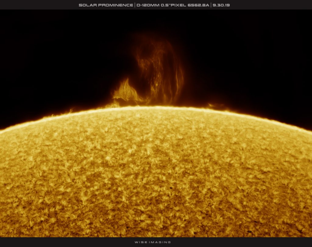 Prominencia solar captada el 30 de septiembre de 2019