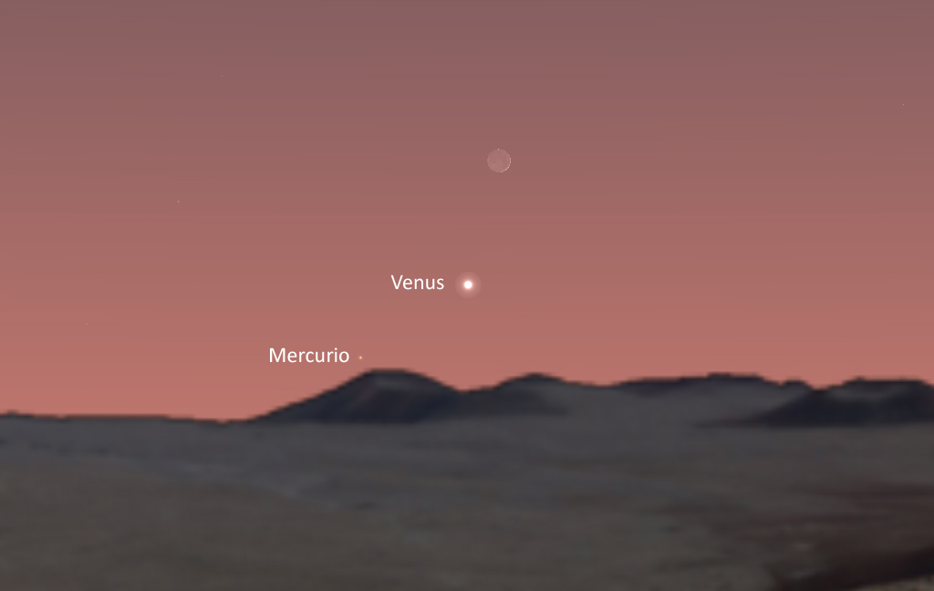 La conjunción de la Luna y Venus será visible hoy al ocultarse el Sol