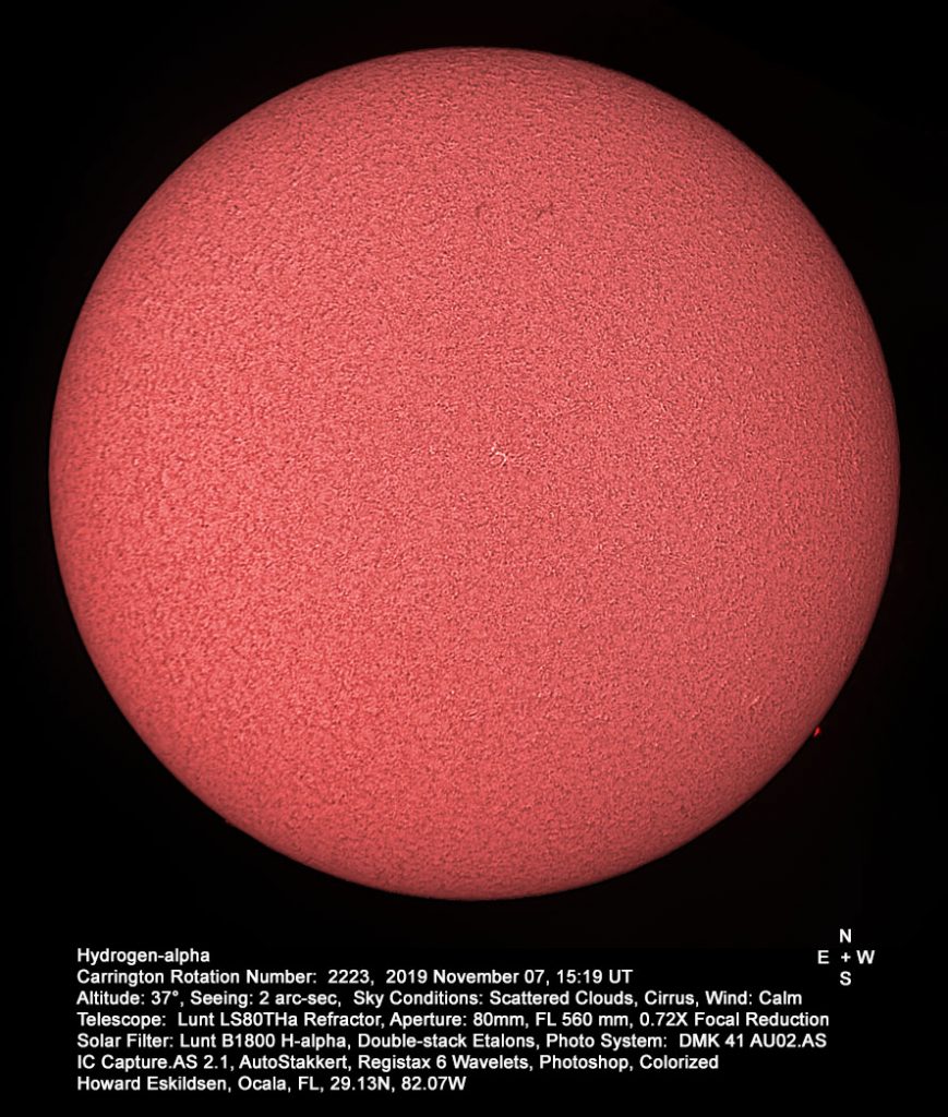 Imagen del Sol tomada desde Florida, Estados Unidos