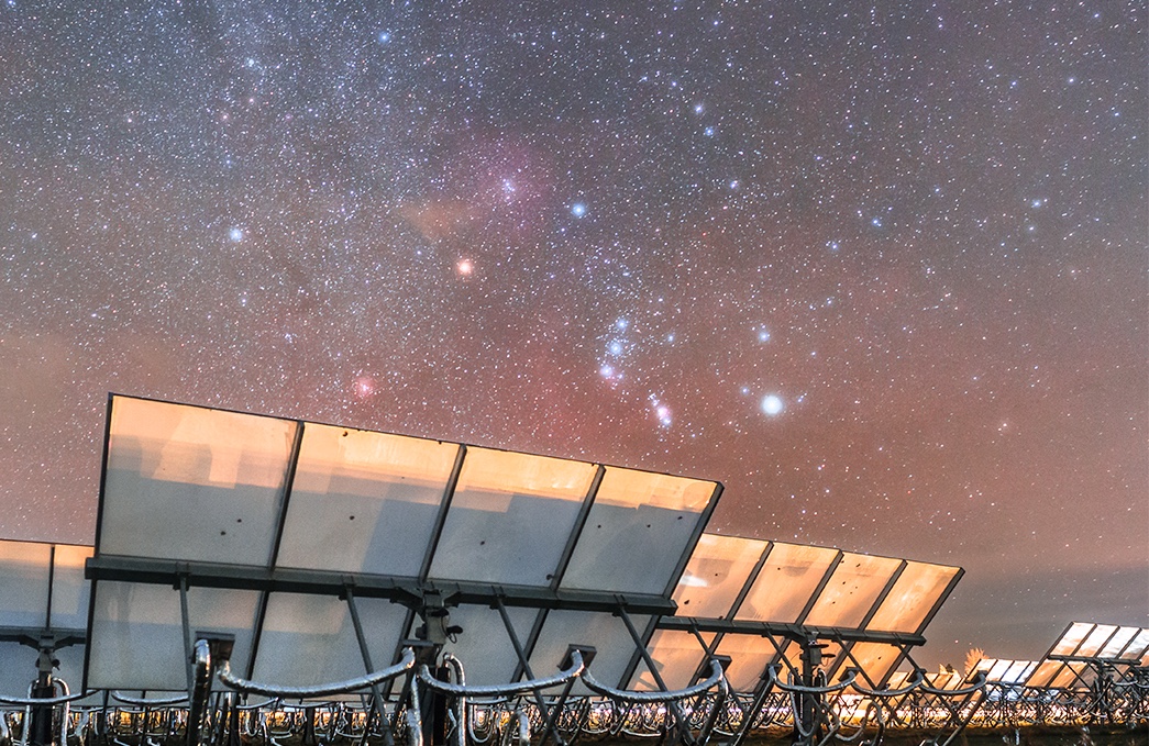 La constelación de Orión fotografiada desde Møn, Dinamarca