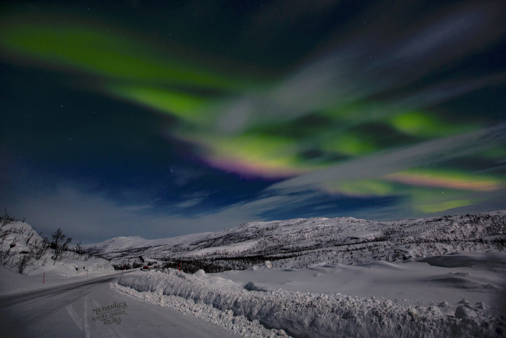 Auroras boreales fotografiadas desde Helligskogen, Noruega