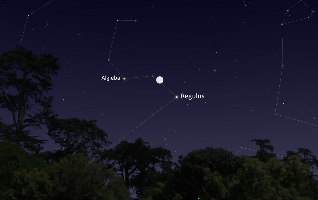 La conjunción de la Luna y Regulus será visible esta noche