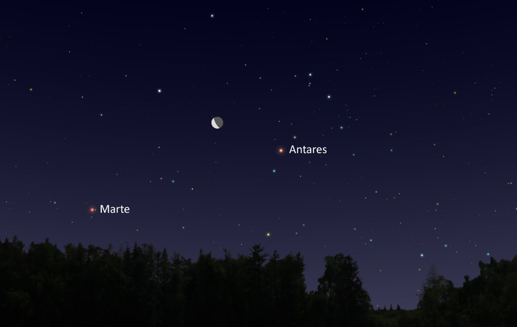 La conjunción de la Luna y la estrella Antares será visible la madrugada del 17 de febrero