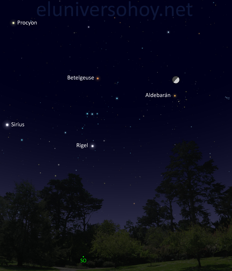 La conjunción de la Luna y la estrella Aldebarán será visible esta noche