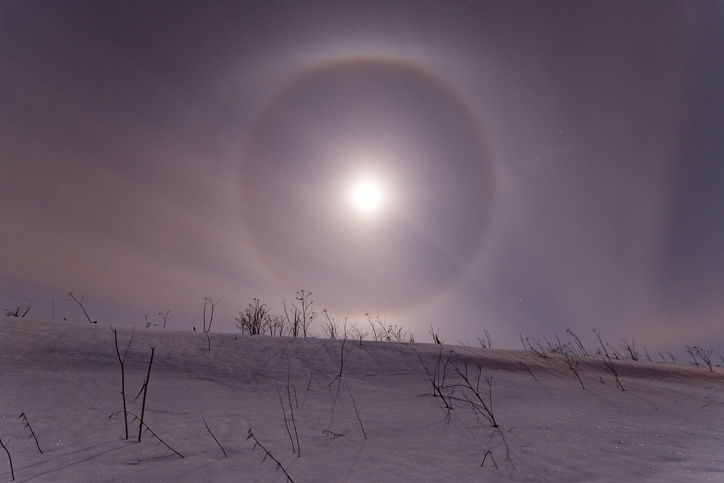 Halo lunar fotografiado desde Arkhangelsk, Rusia