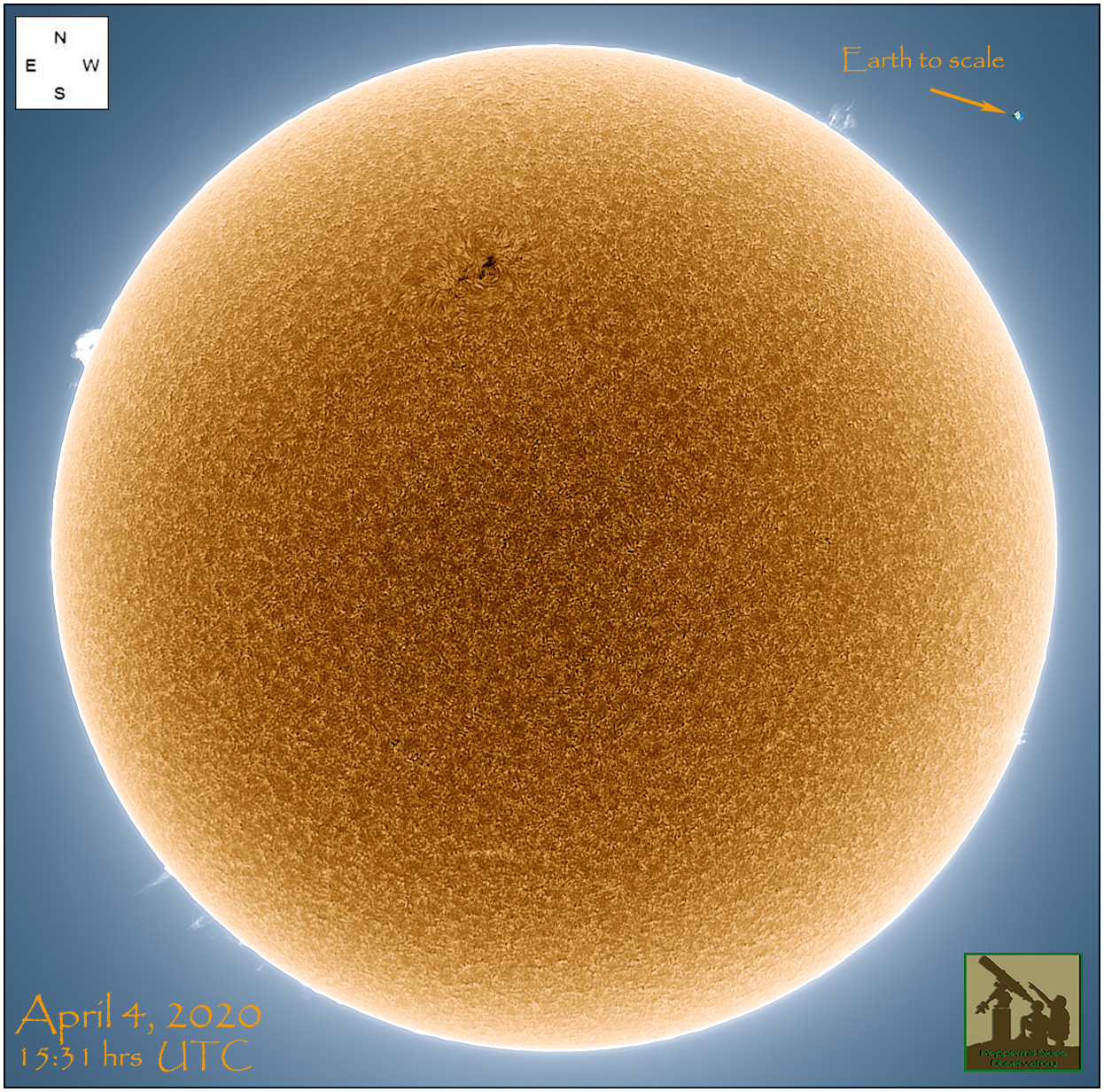 Imagen del Sol captada en la línea de emisión H-alfa