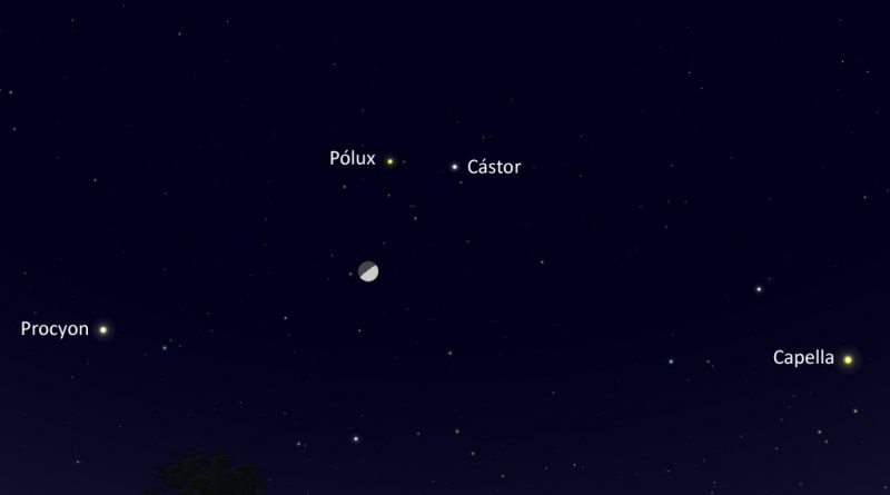 Esta noche se podrá ver la conjunción de la Luna y las estrellas Pólux y Cástor