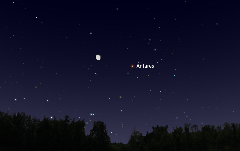 La conjunción de la Luna y la estrella Antares será visible la madrugada del 12 de abril