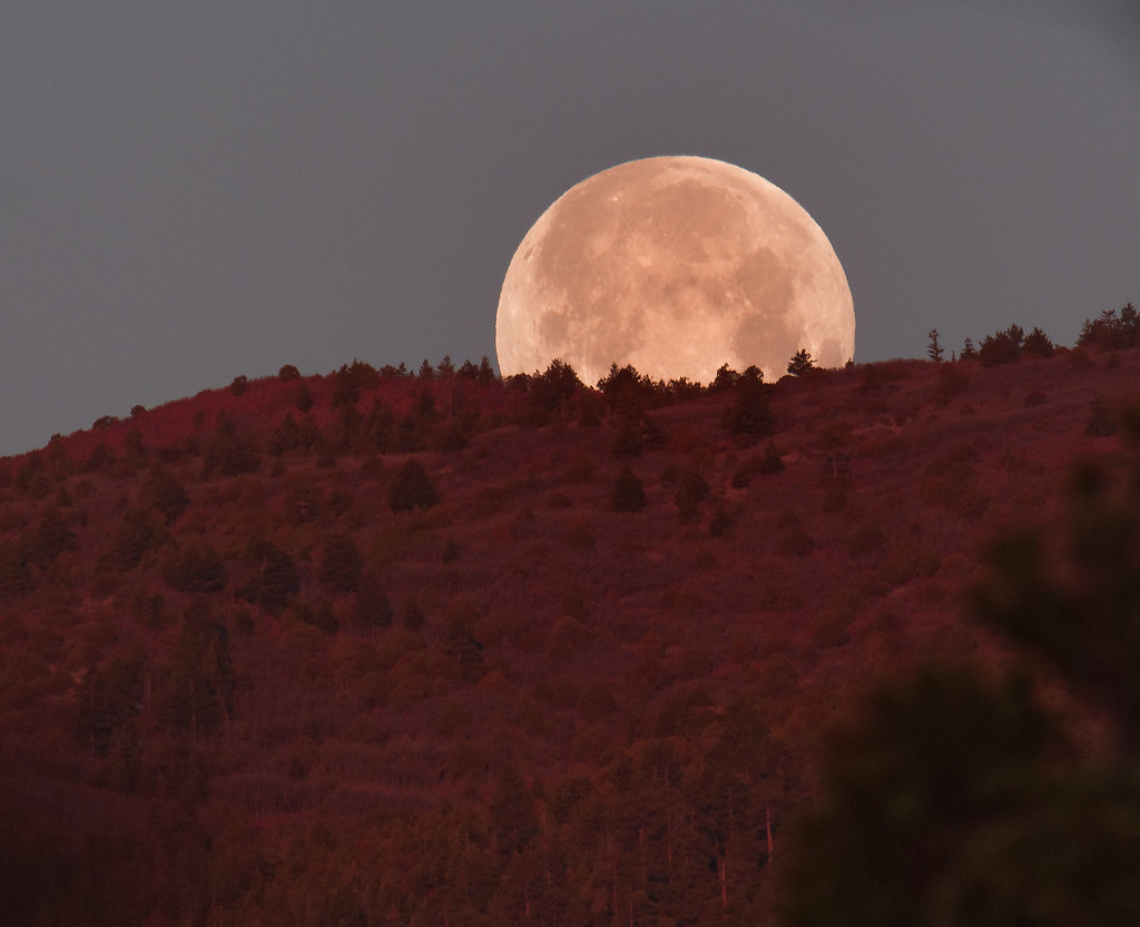 La puesta de la Luna llena fotografiada desde Nuevo México, Estados Unidos