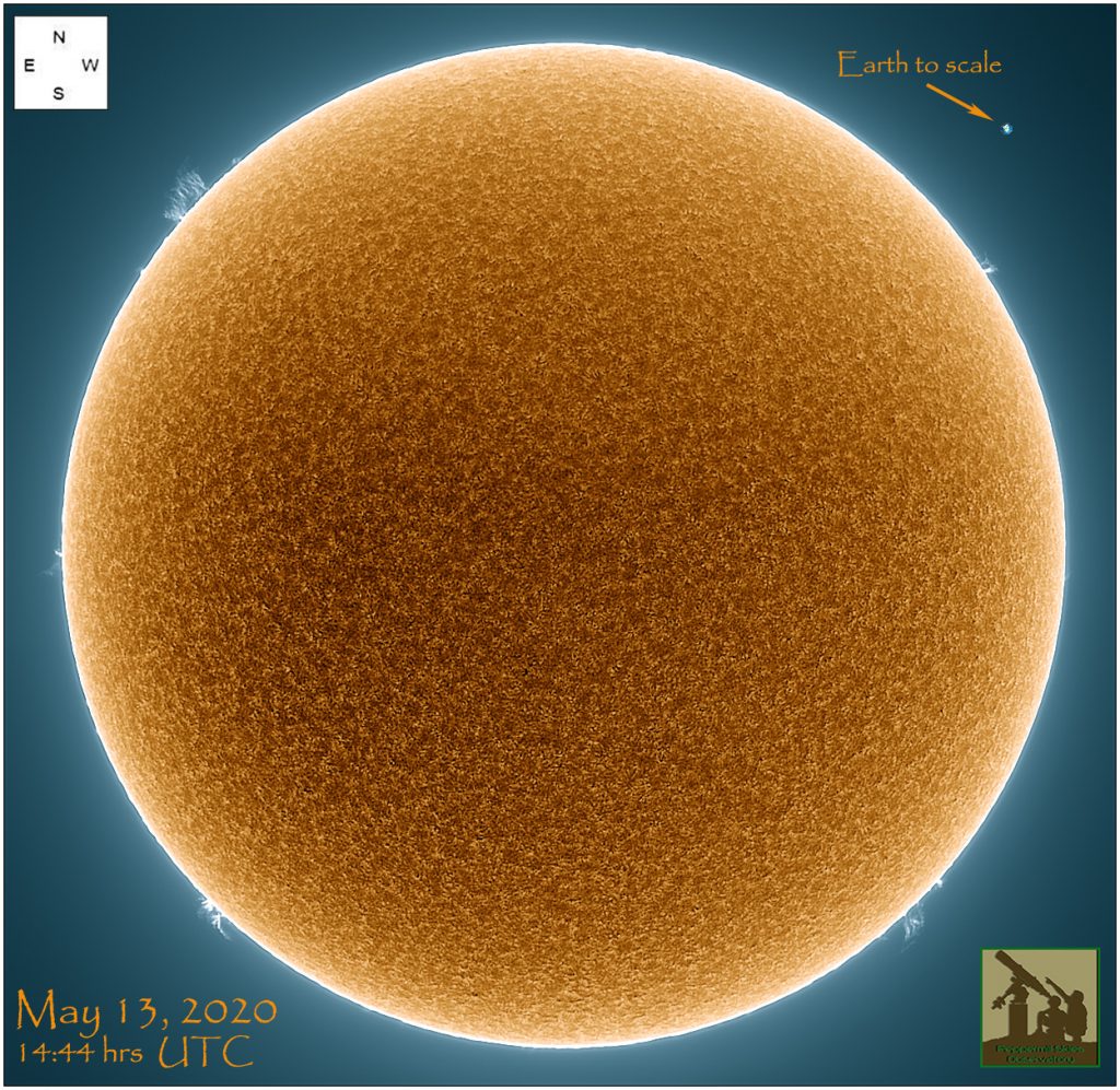 Imagen del Sol captada en la línea de emisión H-alfa
