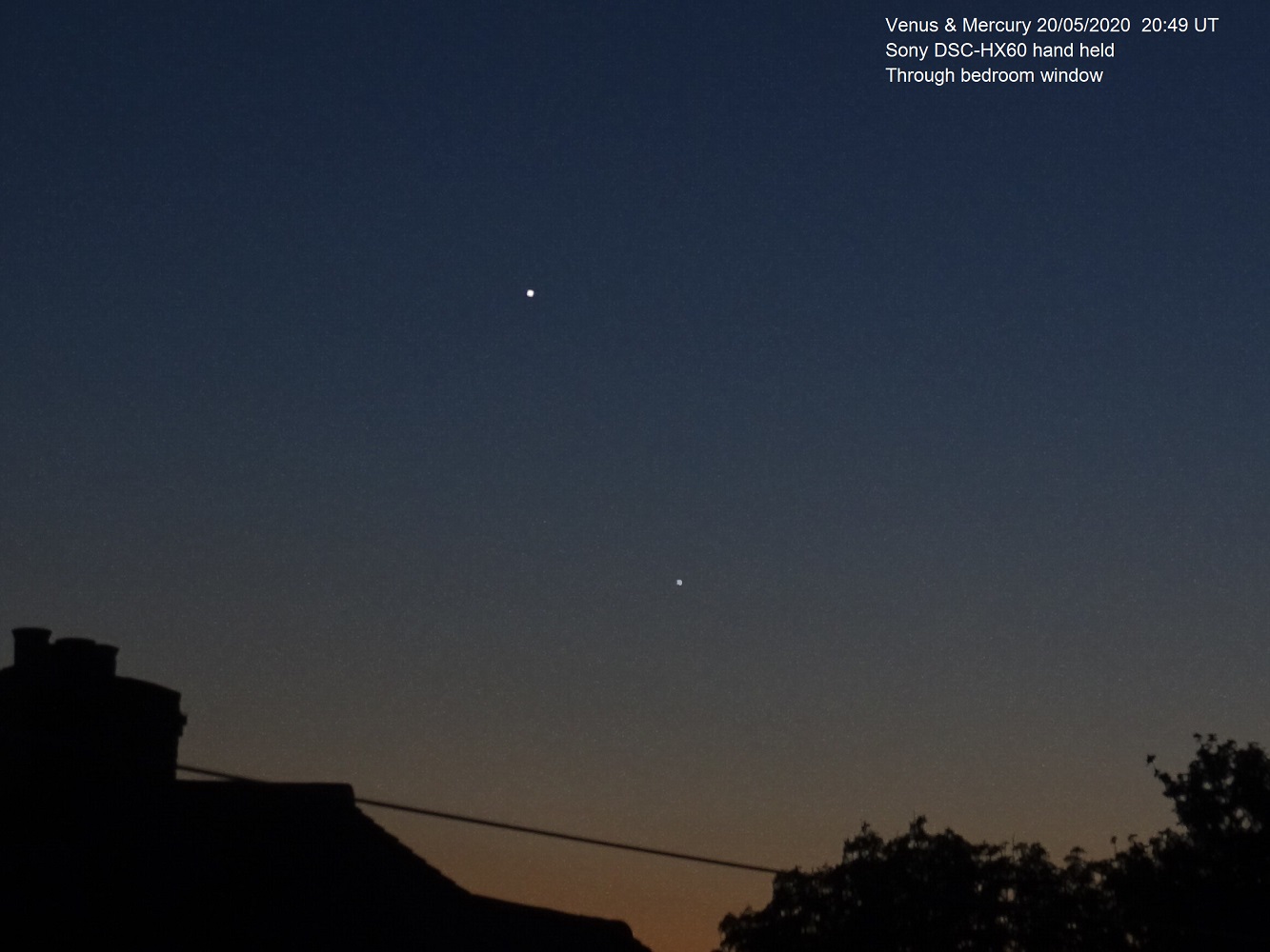 Venus y Mercurio captados al anochecer en Nailstone, Inglaterra