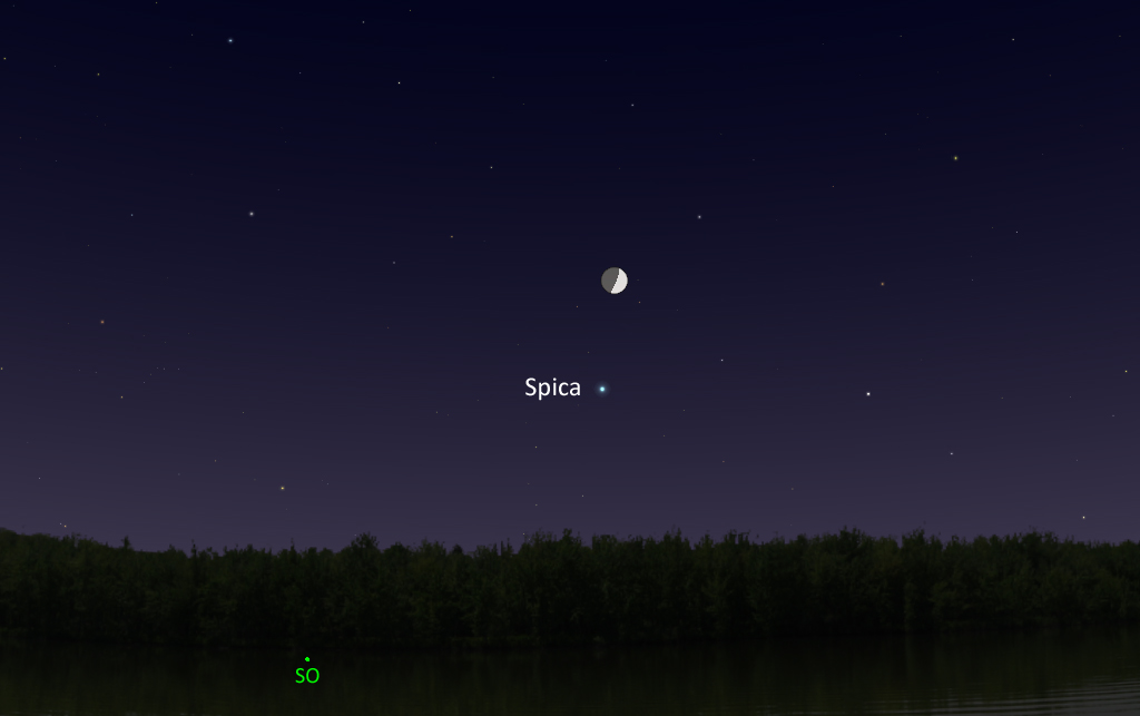 La conjunción de la Luna y la estrella Spica será visible hoy al anochecer