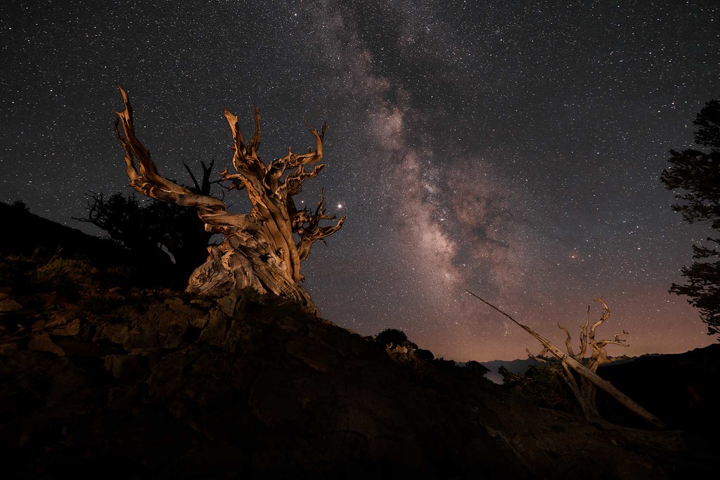 Imagen de Saturno, Júpiter y la Vía Láctea, tomada desde California