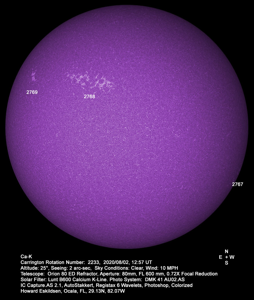 Imagen del Sol y las regiones activas 2768 y 2769
