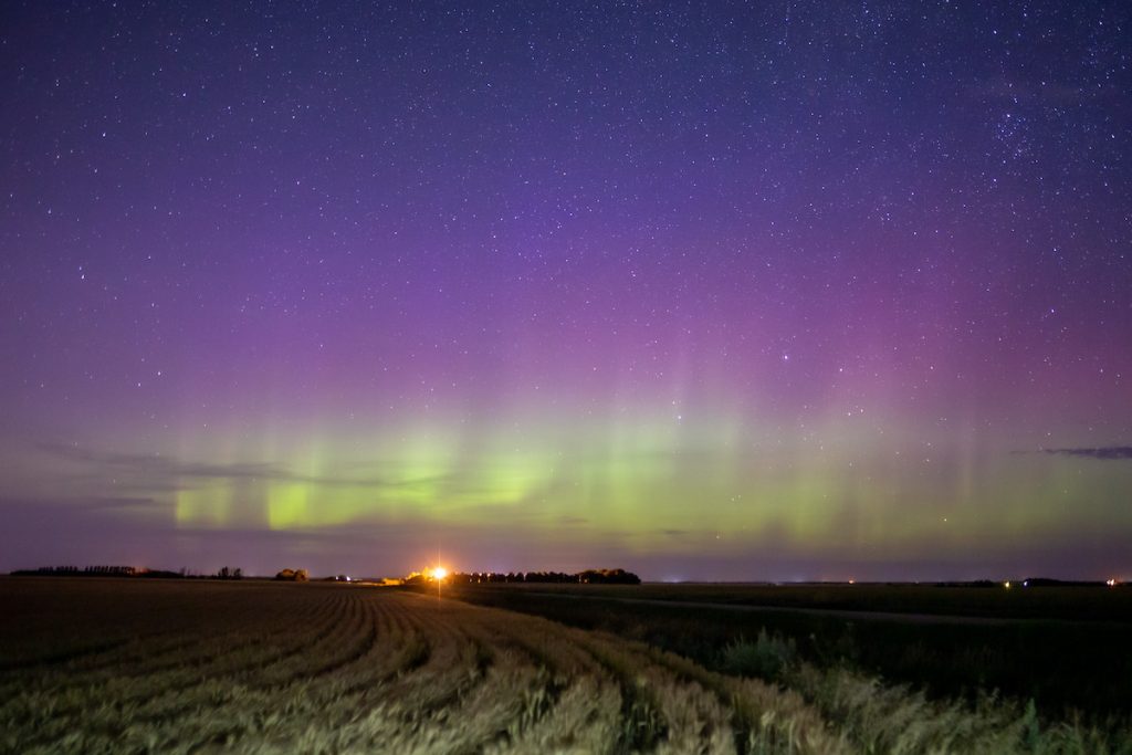 Auroras boreales fotografiadas desde Saskatoon, Canadá