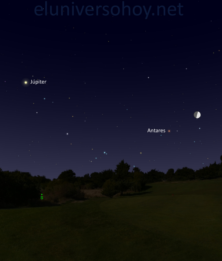 La conjunción de la Luna y la estrella Antares será visible esta noche