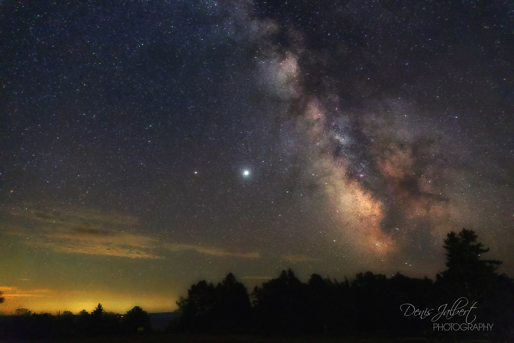 Júpiter, Saturno y la Vía Láctea, captados desde Nuevo Brunswick, Canadá