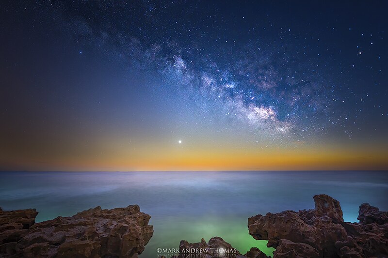 La Vía Láctea y Júpiter fotografiados desde Florida, Estados Unidos