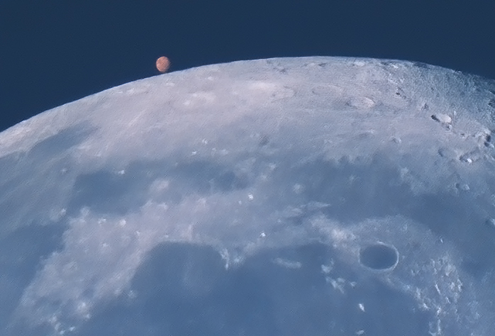 Marte y la Luna captados el 6 de septiembre de 2020