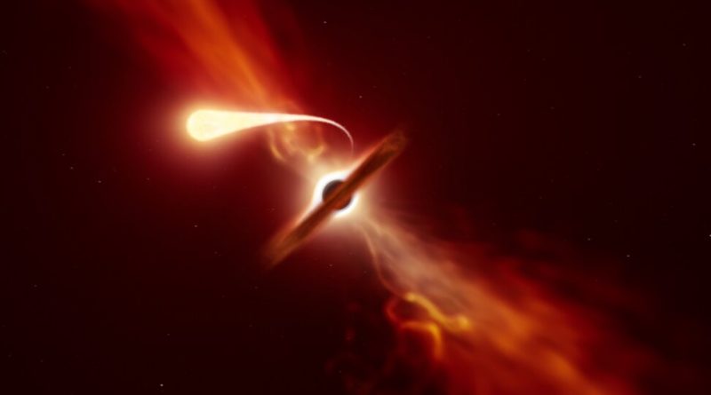 Telescopios de ESO registran los últimos momentos de una estrella devorada por un agujero negro