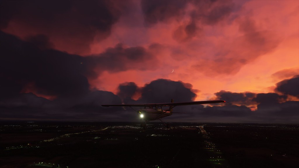 La Luna fotografiada al atardecer desde un avión en Nueva Jersey