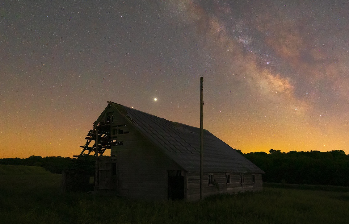 Saturno y Júpiter fotografiados de Iowa, Estados Unidos