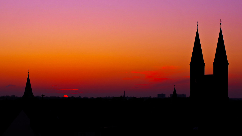 El atardecer fotografiado desde Brunswick, Alemania