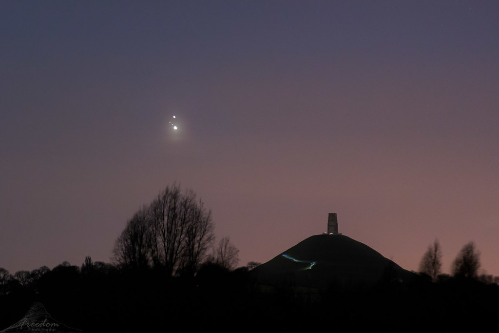 Júpiter y Saturno fotografiados desde Somerset, Inglaterra