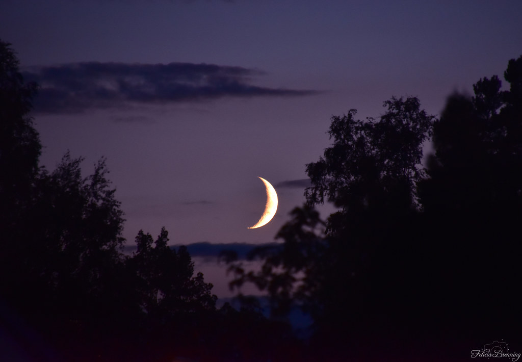 La puesta de la Luna fotografiada al anochecer desde Suecia