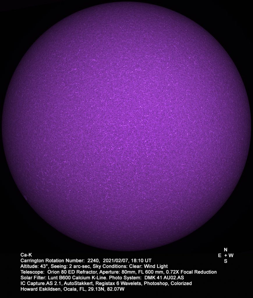 Imagen del Sol captada en la línea de emisión Calcio-K