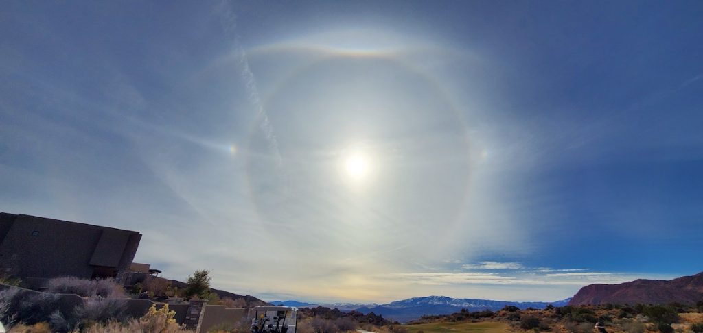 Halo solar fotografiado desde Utah, Estados Unidos