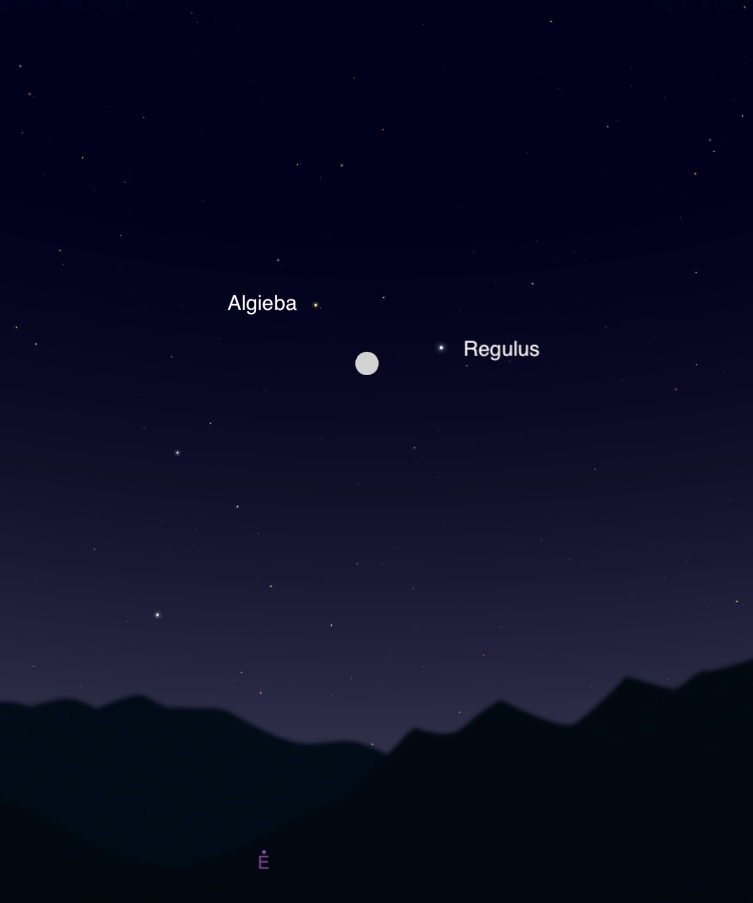 La conjunción de la Luna y Regulus será visible esta noche