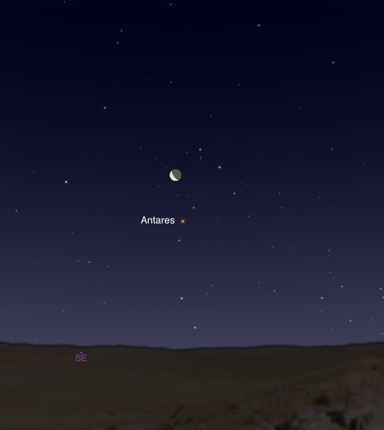 La conjunción de la Luna y la estrella Antares será visible antes del amanecer del 6 de febrero
