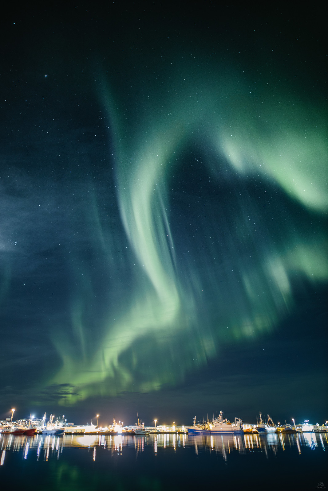 Auroras boreales fotografiadas desde Reikiavik, Islandia