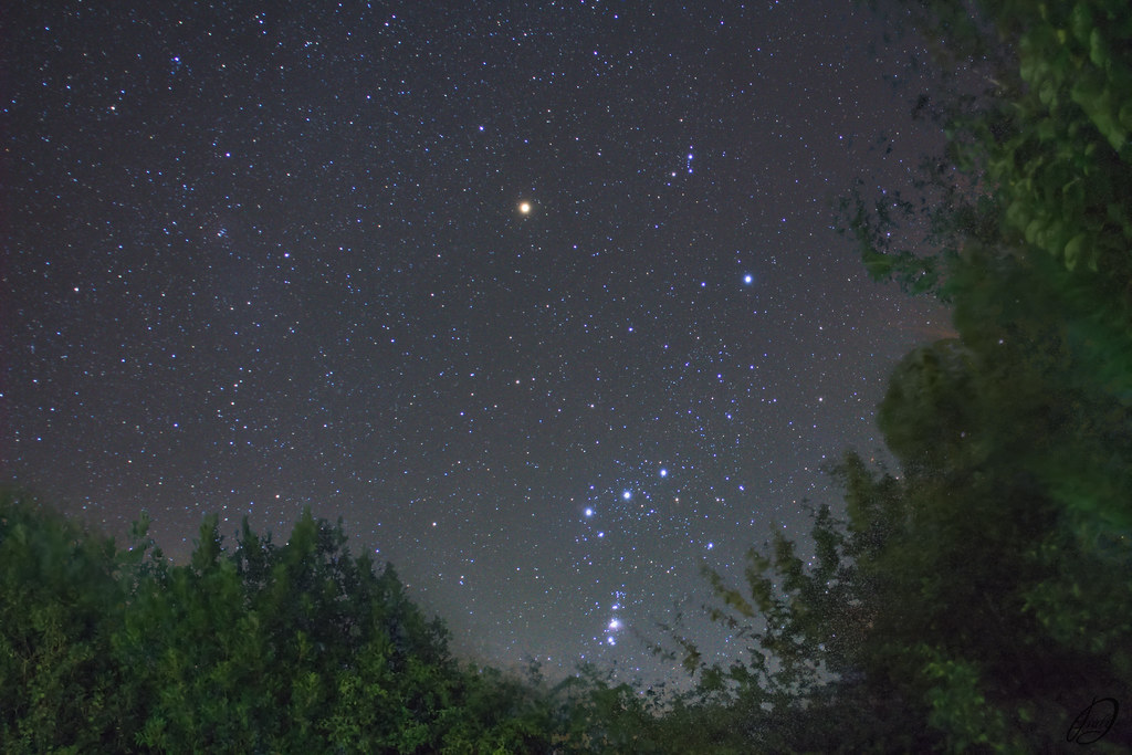 La constelación de Orión fotografiada desde Wimpole, Inglaterra