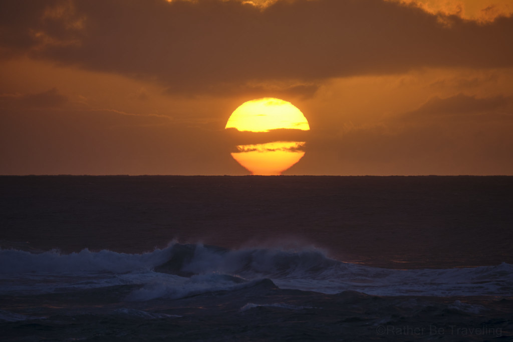 La puesta de Sol fotografiada desde Pupukea, Hawái