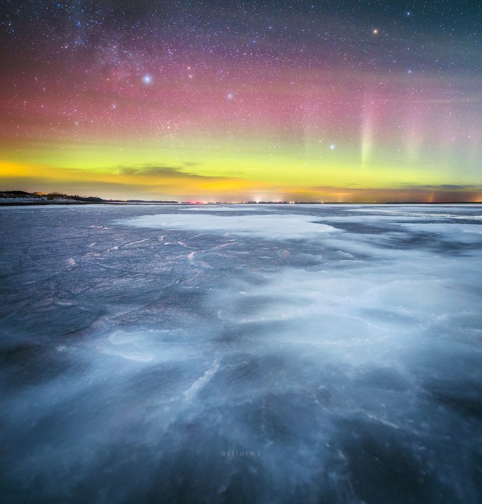 Auroras boreales fotografiadas desde Nykøbing Mors, Dinamarca