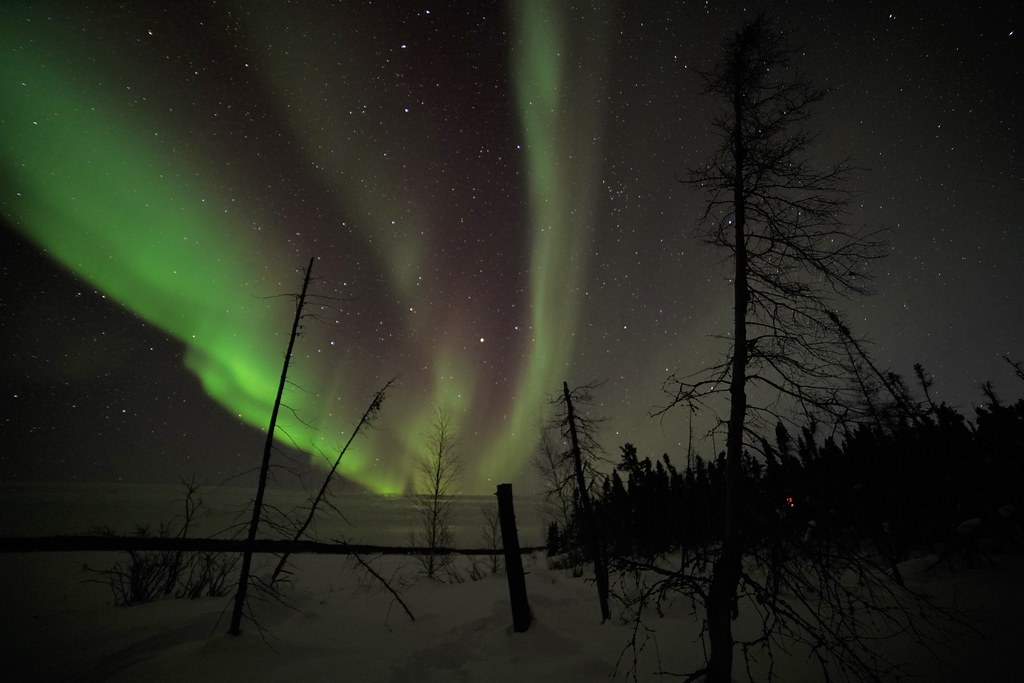 Auroras boreales captadas sobre Yellowknife, Canadá