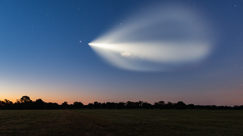 El cohete Falcon 9 fotografiado desde Aiken, Carolina del Sur