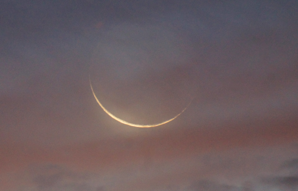 La Luna menguante captada al amanecer en Bonn, Alemania