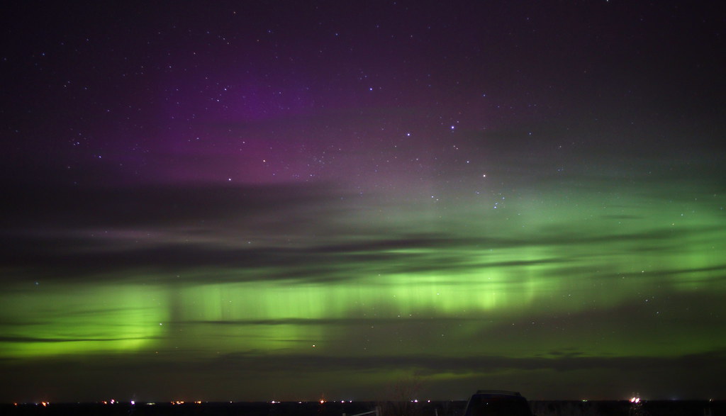 Foto de auroras boreales tomada desde Dakota del Sur, Estados Unidos