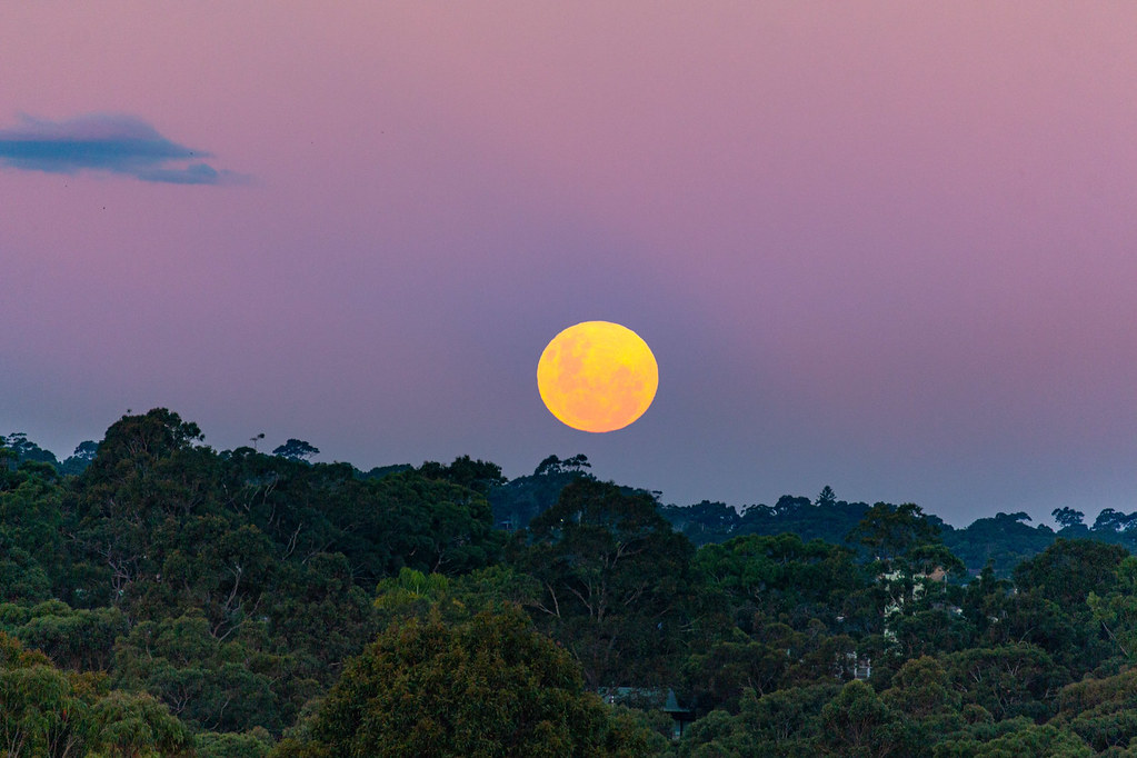 La salida de la Luna fotografiada desde Victoria, Australia